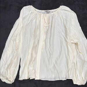 H&M Cream Ruched Long Sleeve Blouse